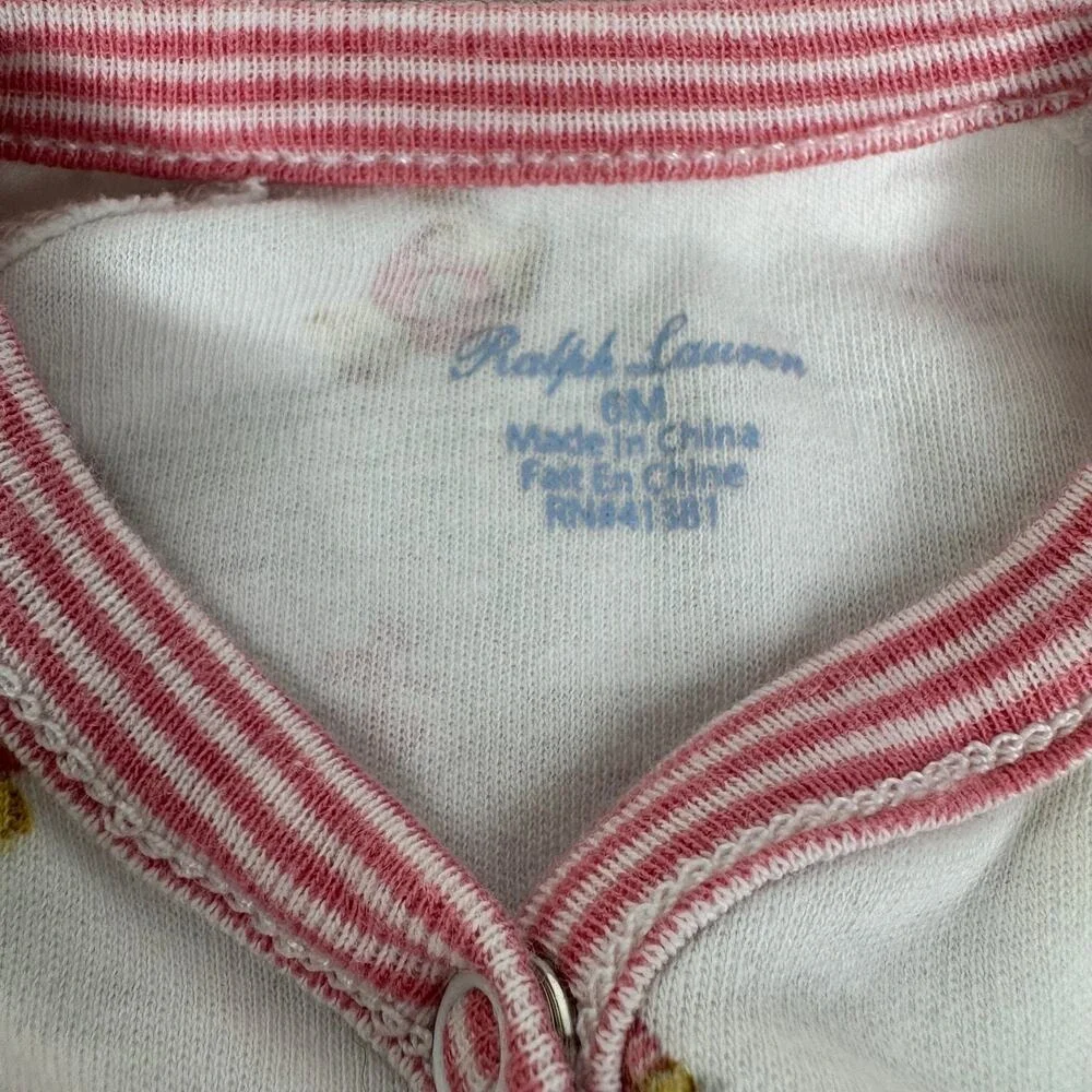 Ralph Lauren one piece baby outfit Pink Bears Size 6 months‎